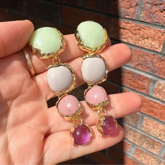 Zara Colorful Stone Drop Earrings - Picture 4 of 8